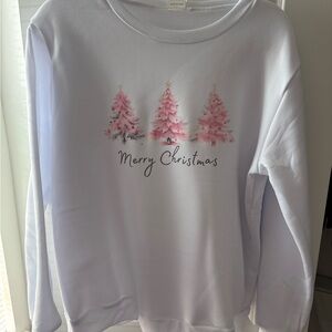 Source Unknown White and Pink Christmas Sweatshirt